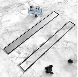 Linear Shower Drain 12 Inch(Brushed Nickel), 2 In 1 Tile Shower Drain, 304 Stainless Steel Linear Drain With Tile Insert Grate,Adjustable Feet,Hair Fi