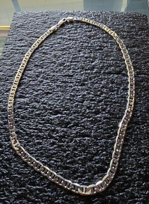 18 " 14K - White Gold Plated Mariner Chain