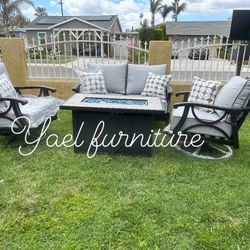 Brand New Patio Outdoor Furniture Set Sunbrella Fabric With Fire Pit