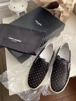 Authentic Saint Laurent Paris YSL Studded Slip On Women’s Sneakers 36