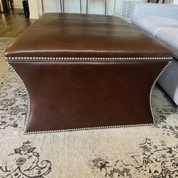 Genuine Leather Ottoman With Storage