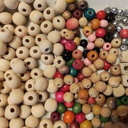 Lots Of Beads, Wood Round,Square, Colored Round , Silver