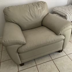 Gray Leather Lounge Chair