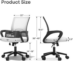 Ergonomic Office Chair 24P - 330Lbs, Breathable Mesh Computer Desk Chair with Lumbar Support & Armrest, Rolling Swivel Adjustable Tilt Lock for Home O