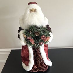 MTY Santa Claus Tree Topper Floral Wreath Christmas Decoration 18in Vintage