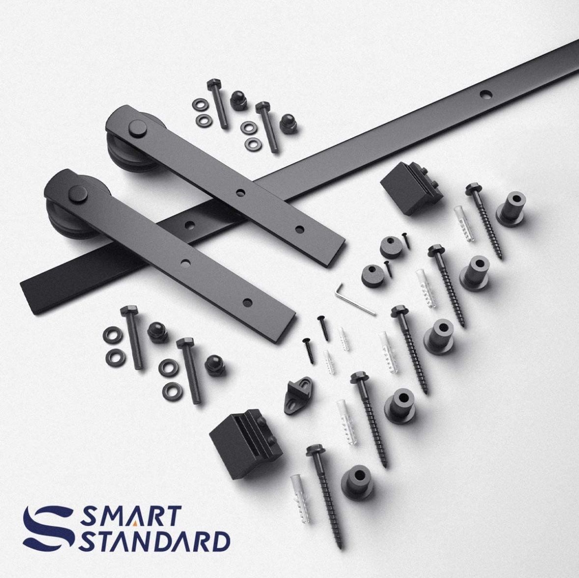 SMARTSTANDARD 7ft Barn Door Hardware kit, Barn Door Track, Sliding Door Hardware kit,