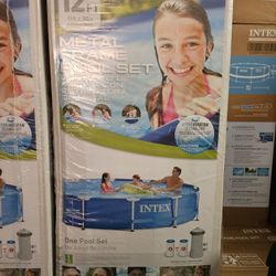 Intex Metal Frame 12ft x 30in Pools NEW + PUMP AND FILTER 