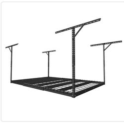 FLEXIMOUNTS Max Series 48 in. W x 72 in. D x 22-40 in. H Black Heavy Duty Ceiling Mounted Overhead Garage Storage Rack