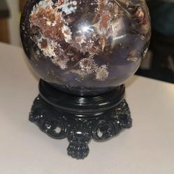 Rare Raw Black Agate Cherry Blossom Sphere 1046G!!