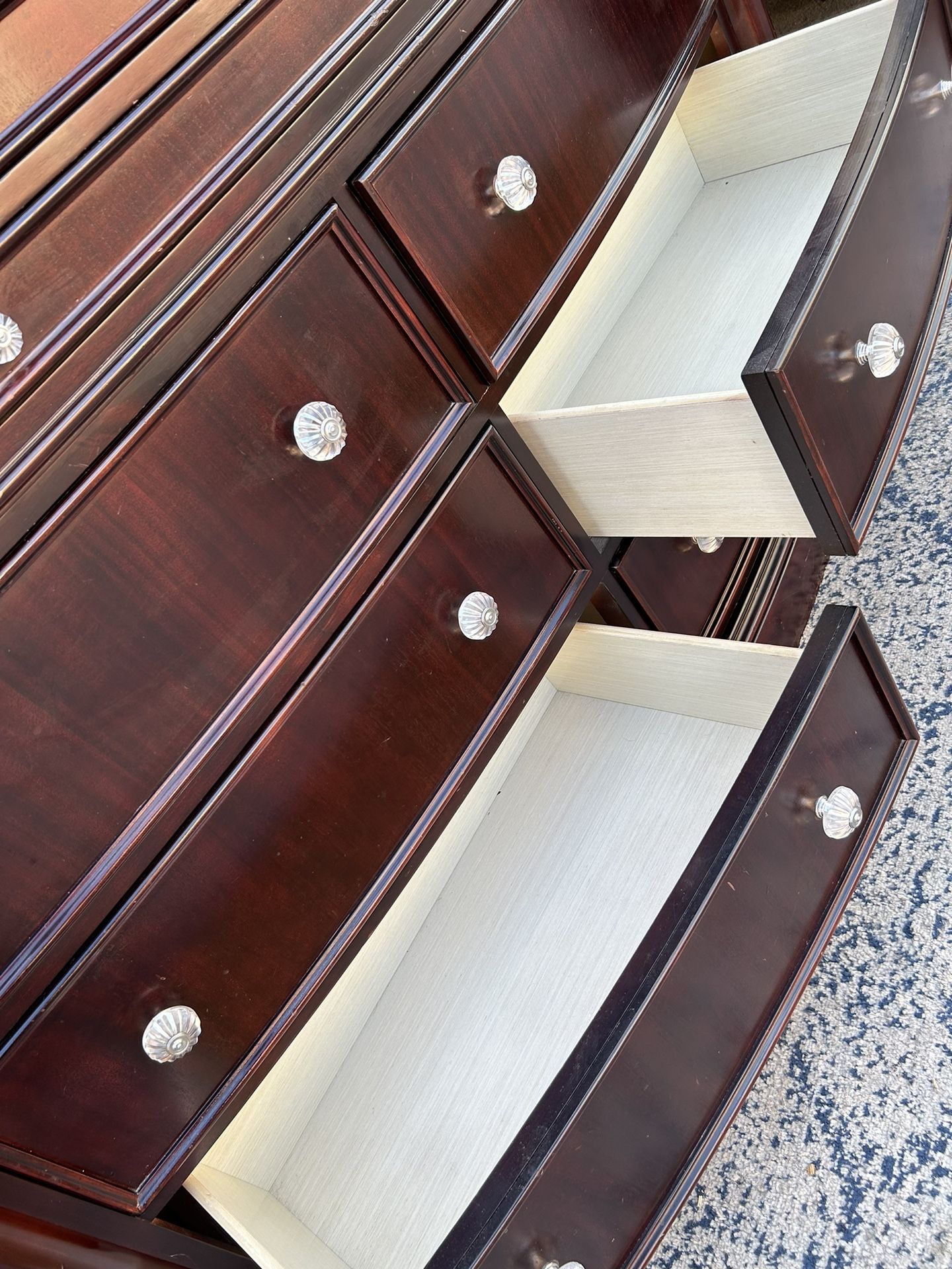 Antique Solid cherry Wood Dresser With Mirror,dark Brown,L67”*W20”*H44”(Pick up locationDoral