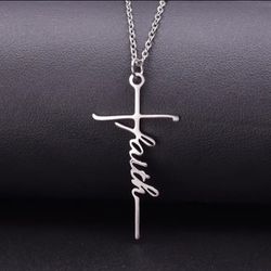 God Jesus Lord Cross Faith Stainless Steel Necklace 