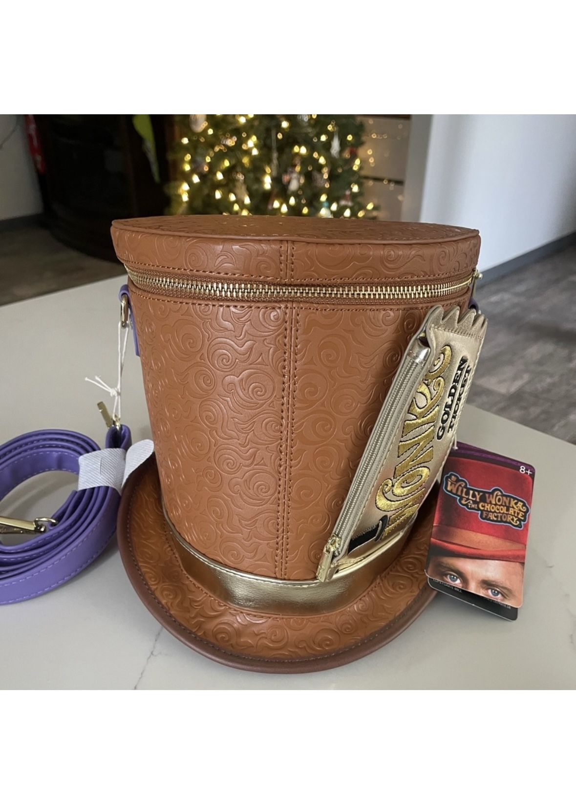 hot loungefly willy wonka hat crossbody and golden ticket coin purse!