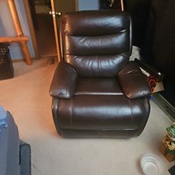 Gently Used Brown Leather Powered Recliner 