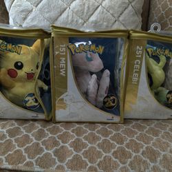 Pokemon 20th Anniversary Pikachu Mew Celebi Plush Toy