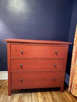 ikea red brown dresser 3 Drawer Dresser – Maxtrix Kids main image 0