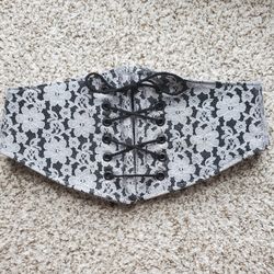 Silver/Grey Lace Waist Belt Reversible Unicorn Clothing Artemis