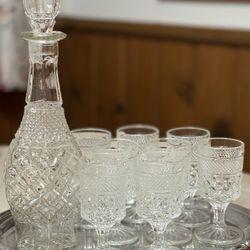 Vintage Anchor Hocking Wexford Decanter Set
