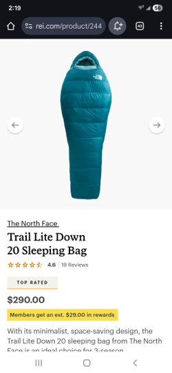 The North Face 
Trail Lite Down 20 Regular/Right hand Sleeping Bag (Brand New)Blue Coral/Reef Waters