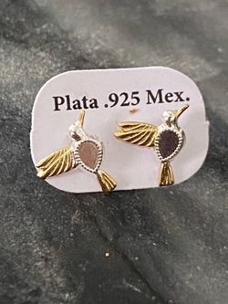 Plata .925 Mex. And 14k gold plated Hummingbird Earrings