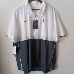 XXL USC Trojans Nike Men's Half-Zip Lightweight Coaches Windbreaker Jacket Standard Fit