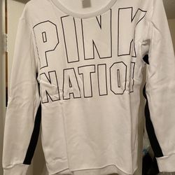 VS PINK NATION White Sweatshirt New! Sz Med
