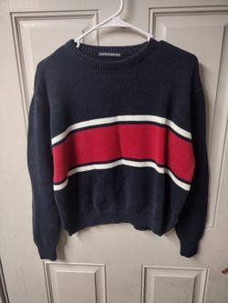 Brandy Melville O/S One Size  Blue Red Stripe Chunky Knit Academic Pullover Y2K