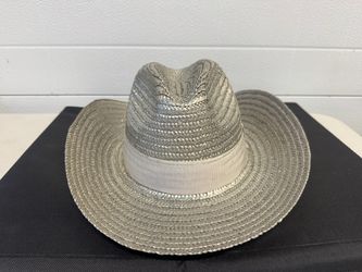 Morgan Taylor  Made in Italy Gray Woven Straw Fedora Hat