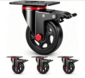 4-inch Caster Wheels, Capable of Supporting up to 1000 pounds Casters Set of 4 Safety Dual Locking Rubber Wheels, Workbench, Cart Wheels, Furniture wi