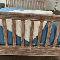 White Washed Queen Headboard /Footboard/ Frame