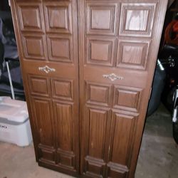 Vintage Metal Armoire Storage Closet 