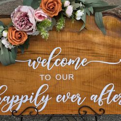 Cherry Wood Live Edge Welcome Wedding Sign