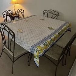 Glass TableLuxury Dining Table - 6 Iron chairs, 1 Large Glass Table Top