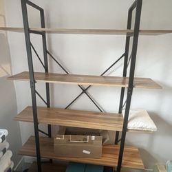 5 Tier Book Shelf, Industrial Large Bookshelves Rustic Book Case with Open Metal Frame