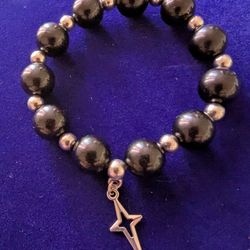 12mm Black Obsidian Star Bracelet