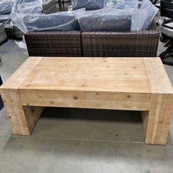 Assembled New Rustic Wood Coffee Table with Thick Legs Rectangular