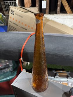 Vintage 1960 Antique Amber Vase