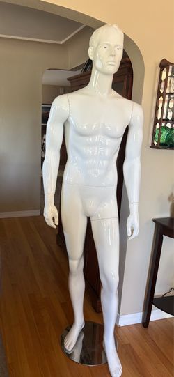 Life-Size Male Retail Display Mannequin with Chrome Base – 74” Tall