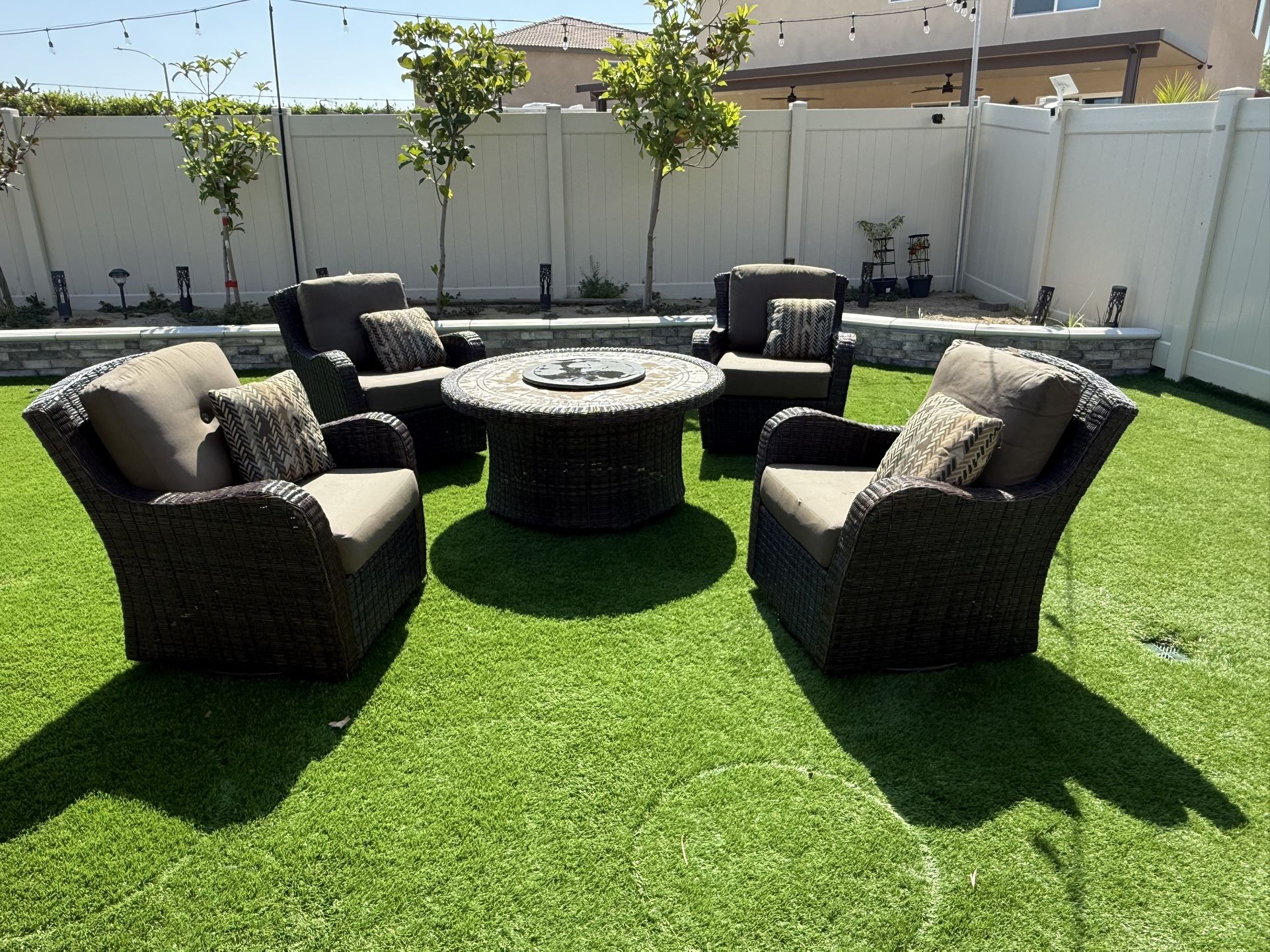 Patio Set With Fire Pit