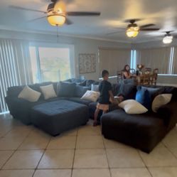 Large Dark Grey Couch 
