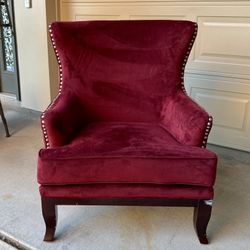 Elegant studded wingback throne arm side chair - living room bedroom study den - Victorian gothic