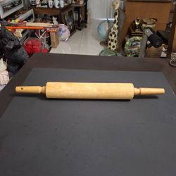 Vintage 17.5" Long Solid Hardwood Rolling Pin For Baking-Cooking, Has Hole On Handle To Hang Up, Farmhouse Kitchen Decor