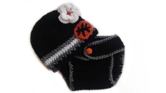 Custom Personalized Texas San Antonio Spurs Baby Girl Basketball Sports Fan Photo Prop Diaper Cover and Beanie Hat Set