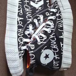 CONVERSE UNT1TL3D Hi Not a Chuck Black kid Graphic Sneakers, Size 6