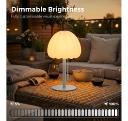 Grey Waterproof Rechargeble Lamp, Outdoor Cordless Table Lamp with 16 Color Changeable, Dimmable