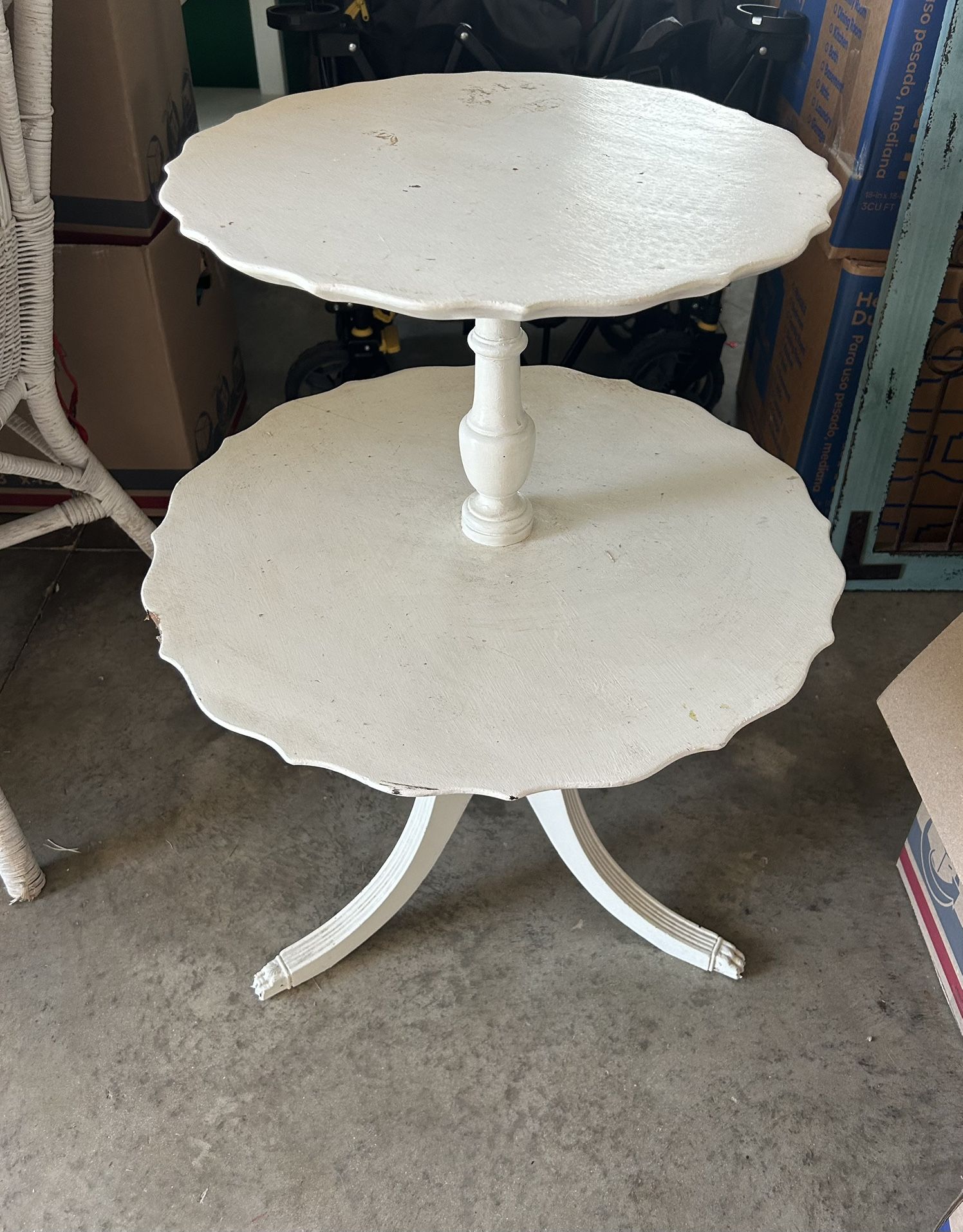 Vintage 2 Tier Table In White