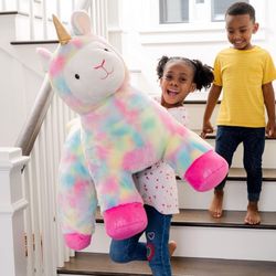 Animal Adventure | Sqoosh2Poof Giant, Cuddly, Ultra Soft Plush Stuffed Animal with Bonus Interactive Surprise - 44" Llamacorn
