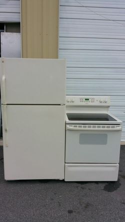 Beige fridge and stove