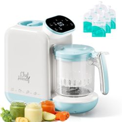 Chefhandy Baby Food Maker, 5-in-1 Baby Food Steamer & Blender with Auto and Manual Blending, Puree Maker, Bottle Warmer & Sterili-zer, BPA-Free, with 