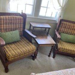 Oak Handcrafted Lounge Chairs 