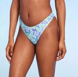 ✨ Wild Fable High-Cut Bikini Bottom | X-Small (0–2) | 💜 Multicolor Heart Print | 🏷️ New with Tags